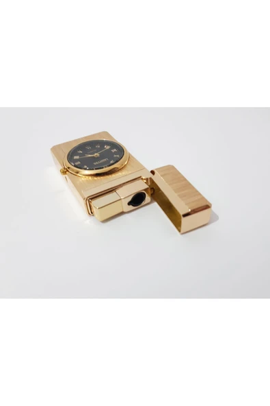 Renkli Çiçekler Metal Saatli Çakmak Cep Saati ve Çakmak 7x3.5x1 CM - 5