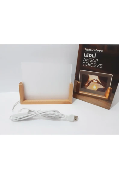 Renkli Çiçekler LED Li Ahşap Çerçeve - 2