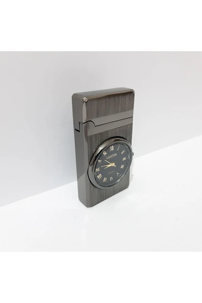 Renkli Çiçekler Metal Saatli Çakmak Cep Saati ve Çakmak 7x3.5x1 CM - 6
