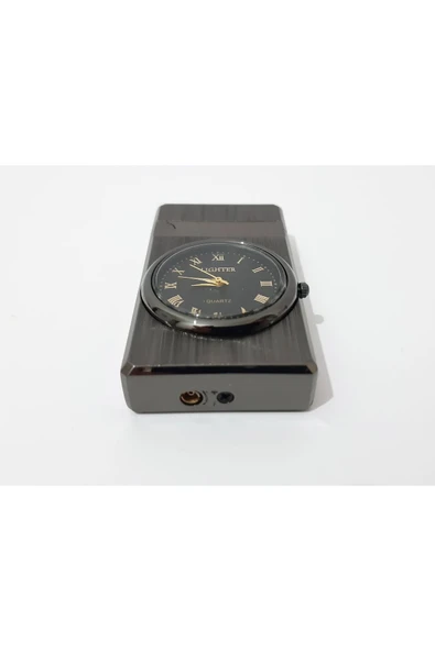 Renkli Çiçekler Metal Saatli Çakmak Cep Saati ve Çakmak 7x3.5x1 CM - 4