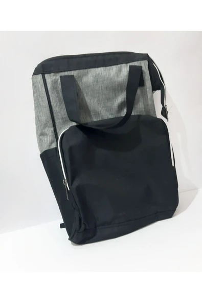 Renkli Çiçekler Sırt Çanta 40x25 CM Siyah Gri Renk Erkek Sırt Çantası - 2