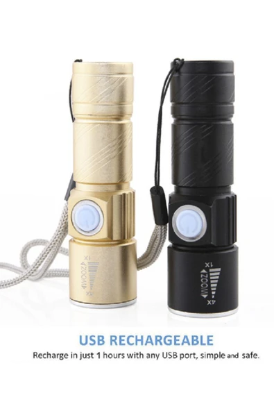 Renkli Çiçekler Süper Parlak Mini Usb Led El Feneri Şarj Edilebilir Su Geçirmez Zumlanabilir Kullanışlı Fener - 5