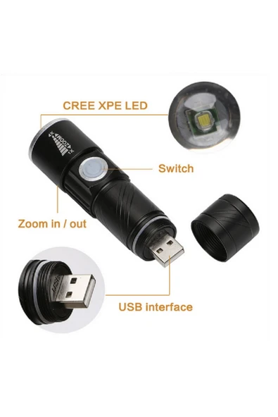 Renkli Çiçekler Parlak Mini Usb Led El Feneri Şarj Edilebilir Su Geçirmez Zumlanabilir Kullanışlı - 3