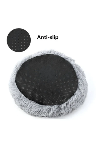 Renkli Çiçekler Kedi Yatak 40 Cm Yuvarlak Yumuşak Peluş Evcil Kedi Köpek Yatağı - 2