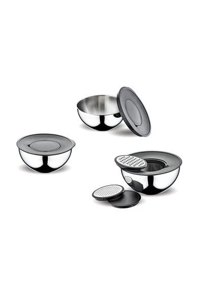 FMS 3 Adet Çok Amaçlı Rendeli Saklama Kabı Küçük 16cm-orta 20cm-büyük 24cm'dir ürün görseli 1