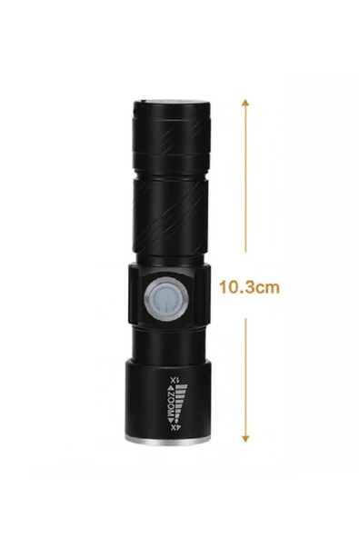 Renkli Çiçekler Süper Parlak Mini Usb Led El Feneri Şarj Edilebilir Su Geçirmez Zumlanabilir Kullanışlı Fener - 6