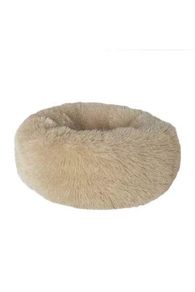 Renkli Çiçekler Kedi Yatak 40 Cm Yuvarlak Yumuşak Peluş Evcil Kedi Köpek Yatağı - 4