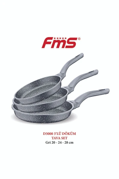 FMS 3LÜ DÖKÜM TAVA SET GRİ 20-24-28CM ürün görseli 1
