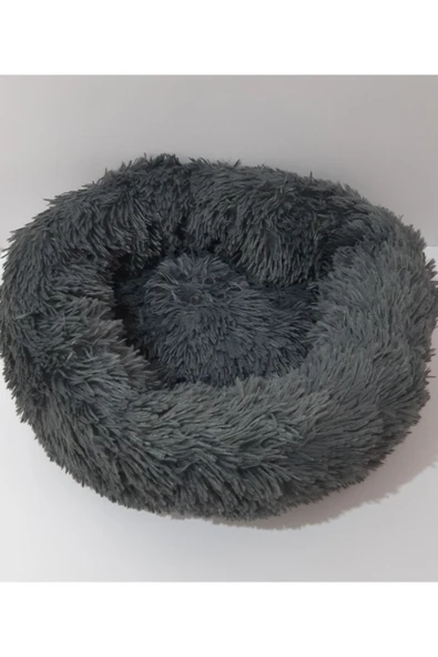Renkli Çiçekler Kedi Yatak 50 Cm Yuvarlak Yumuşak Peluş Evcil Kedi Köpek Yatağı - 4