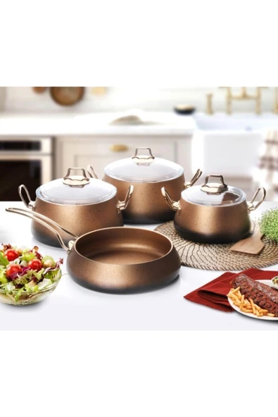 FMS Bakraç 7 Parça Granit Set Bakır - 1