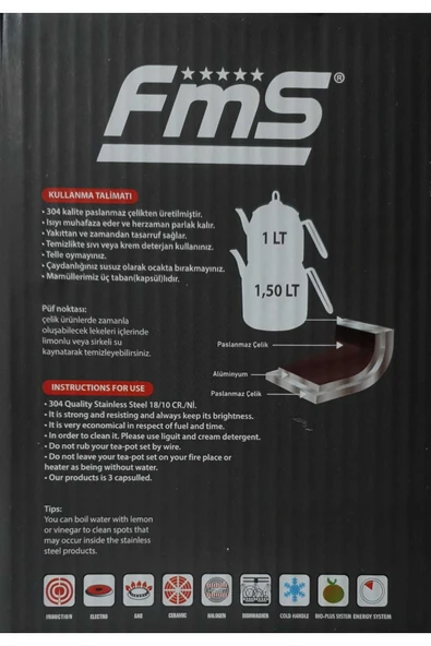 FMS Daisy Paslanmaz Çelik Kendinden Süzgeçli Çaydanlık Mini Metal - 2