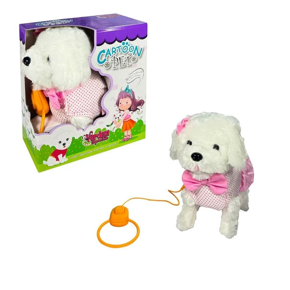 PFT-B025 PELUŞ TASMALI YÜRÜYEN KÖPEK PEMBE -VRD ürün görseli 1