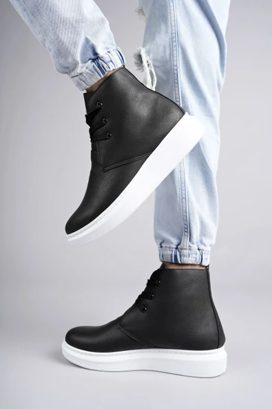 ET207 Oslo Bağcıklı Cilt Erkek Günlük Spor Bot BT - Siyah - Resim 3