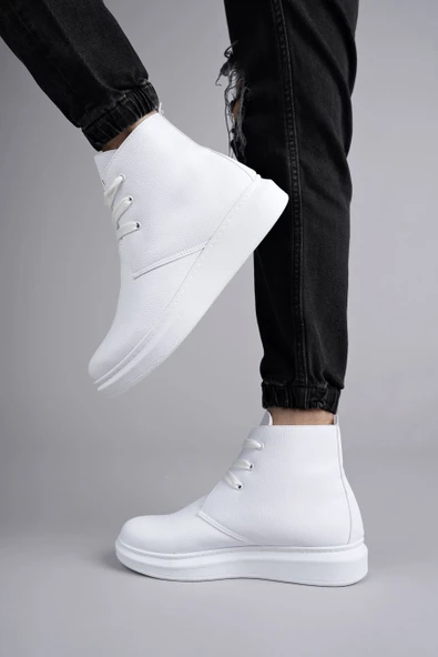 ET207 Oslo Bağcıklı Cilt Erkek Günlük Spor Bot BT - Beyaz - Resim 3