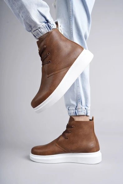 ET207 Oslo Bağcıklı Cilt Erkek Günlük Spor Bot BT - Taba - Resim 5