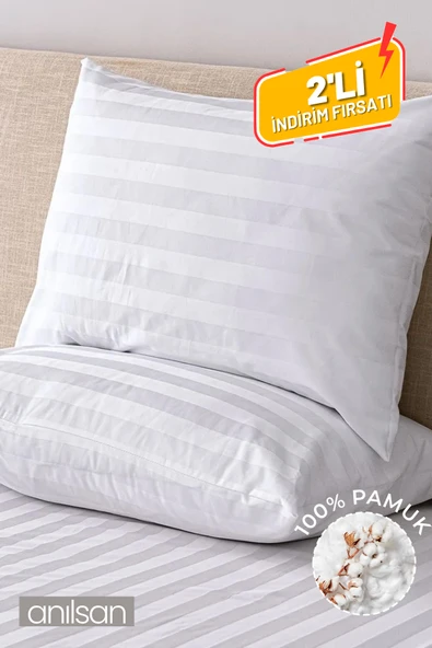 2'li Çizgili Yastık Kılıfı %100 Pamuk– 50x70 Cm, 83tel