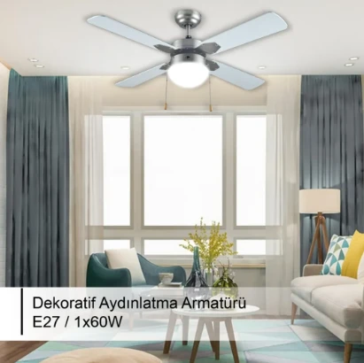 Rubenis RBT424 SLV Glob Aydınlatmalı Tavan Vantilatörü