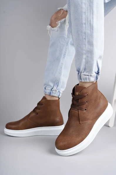 ET207 Oslo Bağcıklı Cilt Erkek Günlük Spor Bot BT - Taba - Resim 2