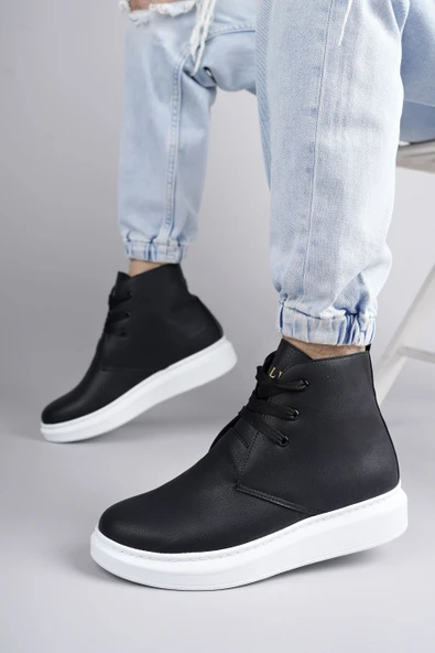 ET207 Oslo Bağcıklı Cilt Erkek Günlük Spor Bot BT - Siyah - Resim 2