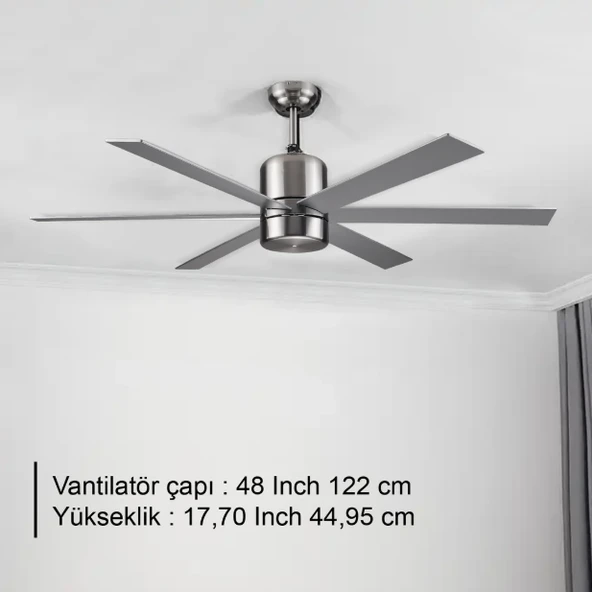Rubenis RBT486 SLV Aydınlatmalı Tavan Vantilatörü