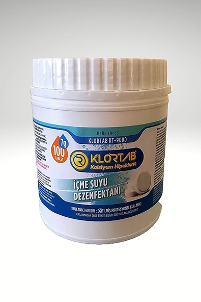 Klortab Kalsiyum Hipoklorit Içme Suyu Dezenfektanı Kt-9000 700Gr