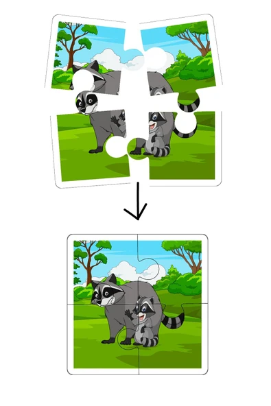 metafortoys 5 Adet Ahşap 4 Parça Yapboz Bebeğimin İlk Pazıl Seti (Aslan_Ayı_Panda_Zebra_Gergeden) - 3