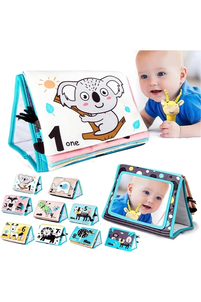 ela777 Tummy Time Hışırtılı Yumuşak Bez Aktivite Kitabı - Koala - 2