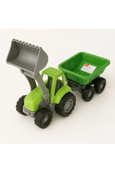 ela777 Power Workers Mini Traktör Römorklu Oyuncak Araba İş Makinesi Kepçe