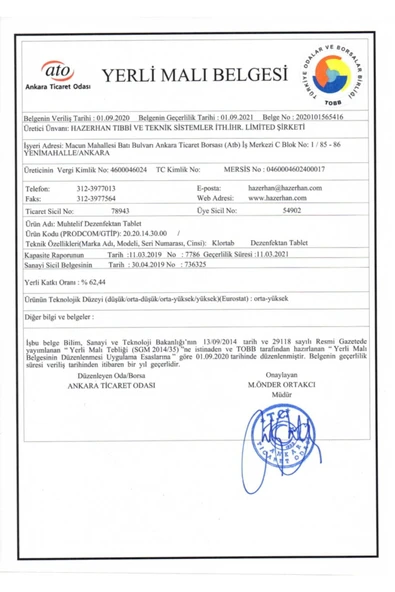 Klortab Nadcc 17.40 Gr X 60 Tablet - Yüksek Etkili Klor Bazlı Yer Ve Yüzey Dezenfektan Tableti - 6