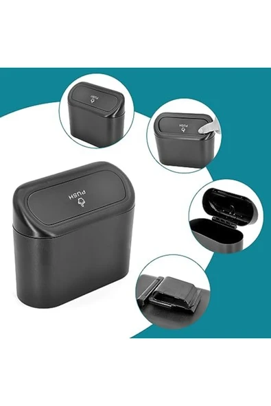STOREMAX SHSM Concept Oto Çöp Kutusu Siyah Portatif Araç İçi Taşınabilir Kapaklı Organizer Aksesuar A - 3