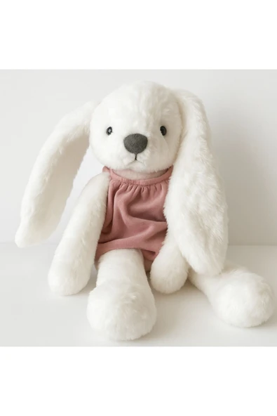 ela777 Bunny Bebek Tavşan Dekoratif Kırlent Uyku Ve Oyun Arkadaşı Peluş Oyuncak 45cm 777 Süpriz Hediyeli
