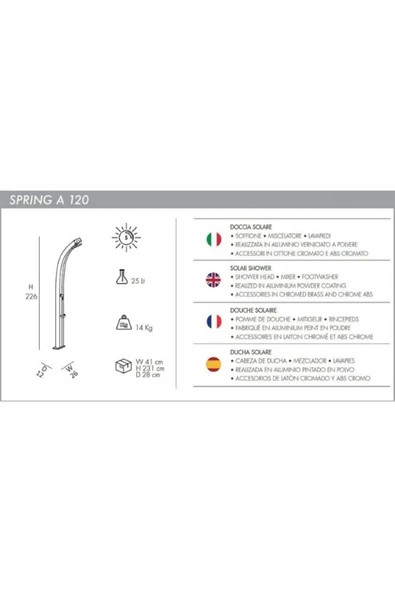 Arkema Solar Duş Spring A120 Antrasit - 7