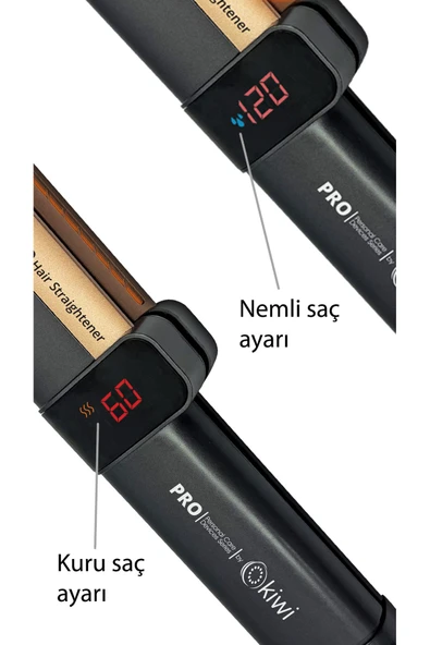 Kiwi Khs-2081 Nemli ve Kuru Fonksiyonlu Dijital Göstergeli BLDC Motor Fön Çekme ve  Saç Düzleştirici - 2