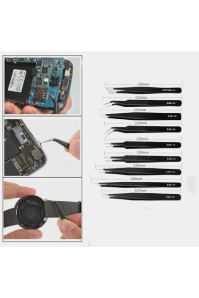 MY BİLİŞİM Esd 9 Adet Cımbız Seti Telefon Tablet Pc Ps Saat Tamir Cımbızları - 2