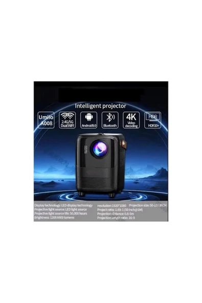 Ld Teknoloji Beyaz HD Projector 32GB Hafıza 1GB Rom 1-2 Kg FULL HD 1000 LED İthalatçı Garantili 10000:1 2 Yıl 19 - 5