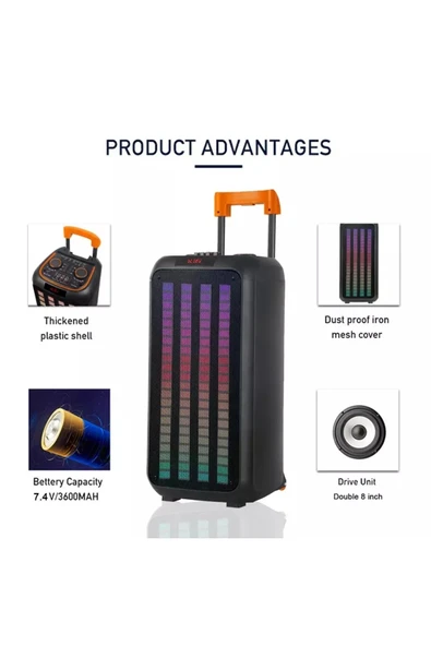 Brancoo Taşınabilir Büyük Boy Rgb Bluetooth Mikrofonlu Parti Hoparlör Ndr-1098