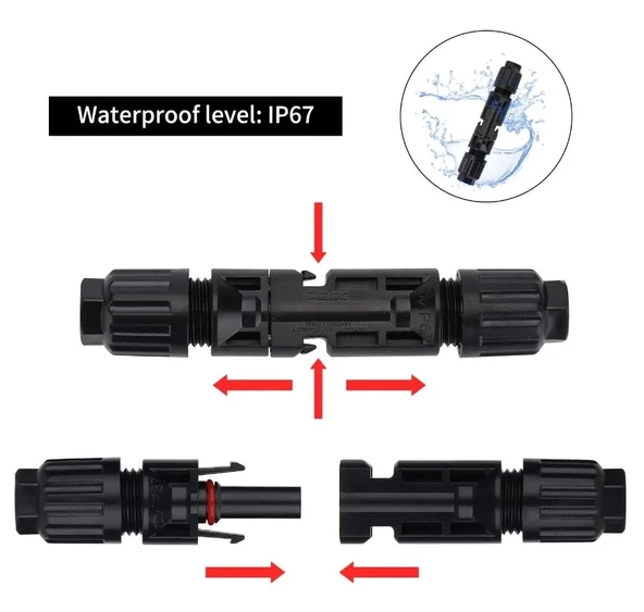 Tekli Mc4 Konnektör (Solar) Güneş Paneli Bağlantı (Erkek-Dişi) - Resim 4