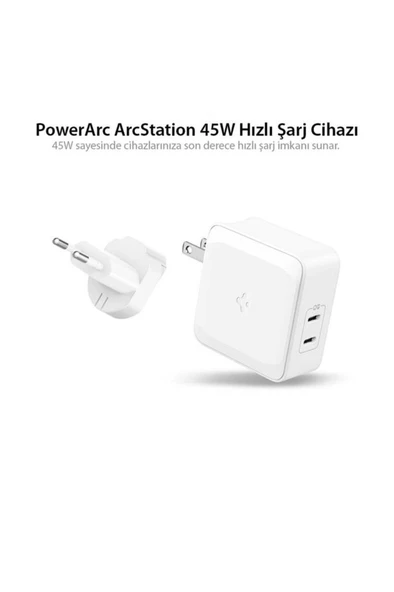45W USB-C Güç Adaptörü 2 Port (Akım Korumalı) 20W/45W Şarj Cihazı  PE2010 White - ACH02613 - 3
