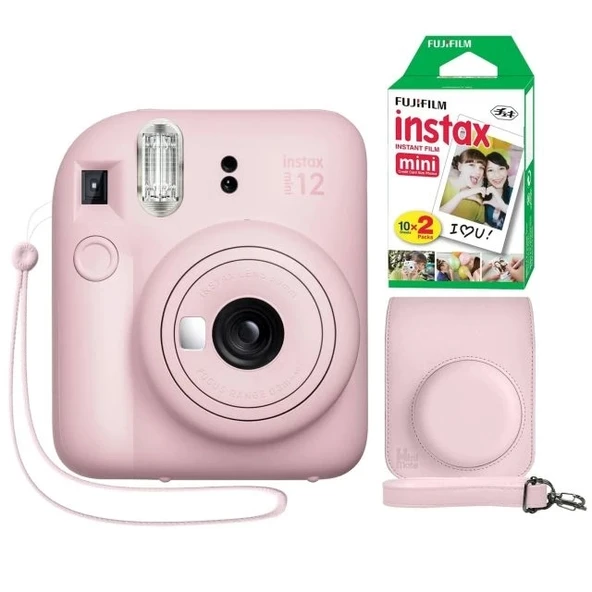 Fujifilm Instax Mini 12 Anlık Fotoğraf Makinesi/ Minimate Özel Kılıf/20 Sayfa/İkili Paket - Pembe - 2