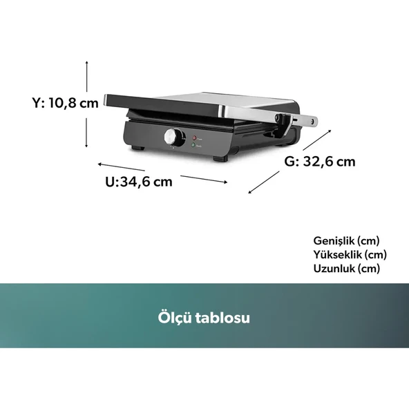 HOMEND Grilliant 1346h Inox Gövdeli Döküm Plakalı Tost Ve Izgara Makinesi - Resim 2