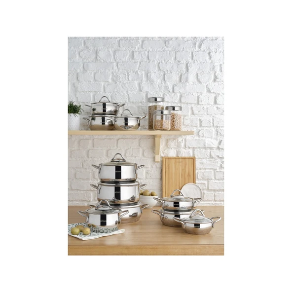 Emsan Cemre İndüksiyon Tabanlı 6 Parça Midi Paslanmaz Çelik Tencere Seti - Resim 4