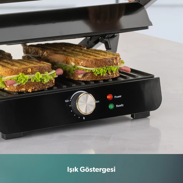 HOMEND Grilliant 1346h Inox Gövdeli Döküm Plakalı Tost Ve Izgara Makinesi - Resim 6