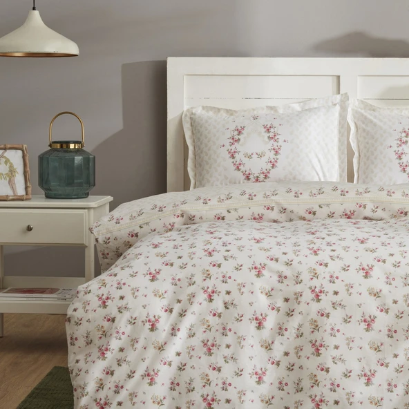 Karaca Home Sonya Yeşil %100 Pamuk Çift Kişilik Nevresim Takımı - Resim 2