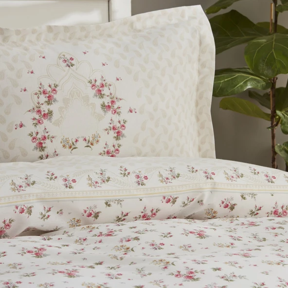 Karaca Home Sonya Yeşil %100 Pamuk Çift Kişilik Nevresim Takımı - Resim 4