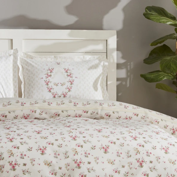 Karaca Home Sonya Yeşil %100 Pamuk Çift Kişilik Nevresim Takımı - Resim 3