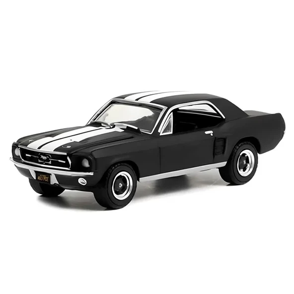 Greenlight 1:64 1967 Ford Mustang Coupe In Black With White Stripes - 1