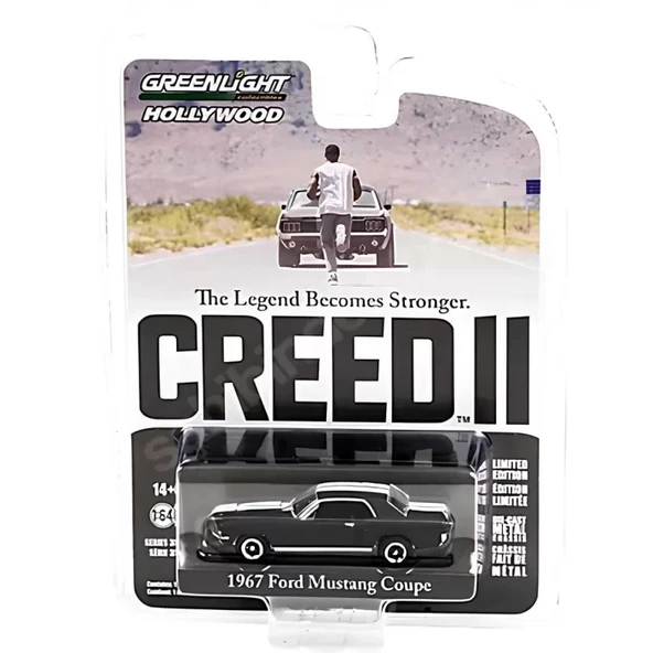 Greenlight 1:64 1967 Ford Mustang Coupe In Black With White Stripes - 2
