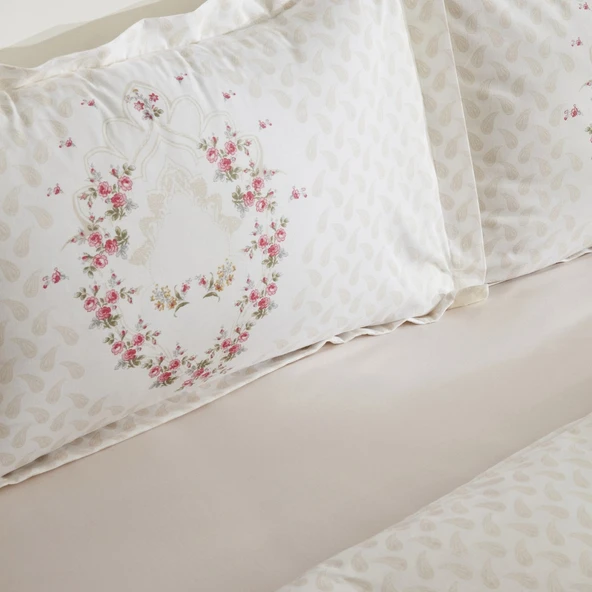 Karaca Home Sonya Yeşil %100 Pamuk Çift Kişilik Nevresim Takımı - Resim 6