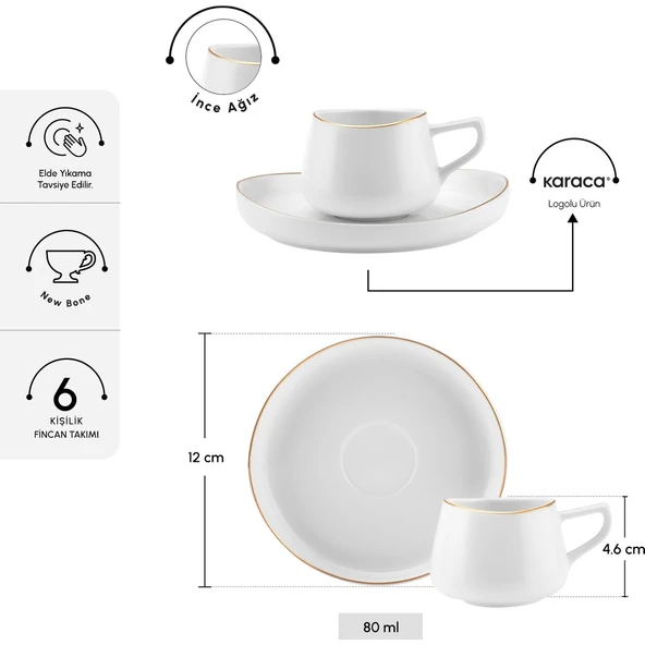 Karaca Hole 6 Kişilik Kahve Fincan Takımı 80 ml - Resim 2