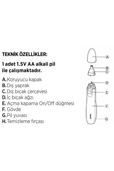 Raks FİGO BURUN KULAK YANAK KIL TÜY TEMİZLEME MAKİNESİ (4453) - Resim 7
